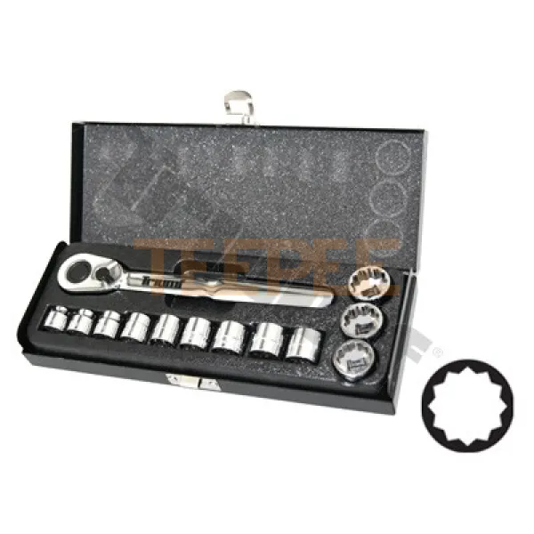 TRIUMF gola sada 3/8" nízky profil hlavíc, 12-hranne hlavice, 13 - dielna