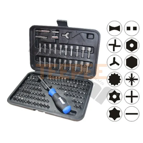 TRIUMF sada 1/4" bitov, hlavíc, adaptérov + skrutkovačov pre bity,122-dielna