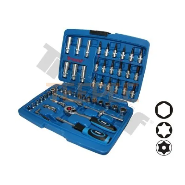 TRIUMF gola sada 1/4" 53 dielna s vŕtanými torx nadstacami, 6hr. hlavice