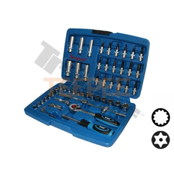 TRIUMF gola sada 1/4" 53 dielna s vŕtanými torx nástavcami, 12hr. hlavice
