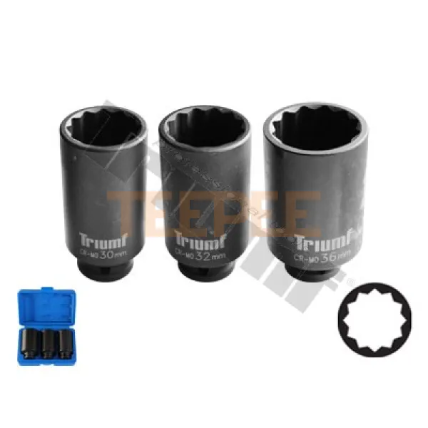 TRIUMF sada kovaných hlavíc na poloosi, predĺžené, 1/2" vstup, 3 - dielna