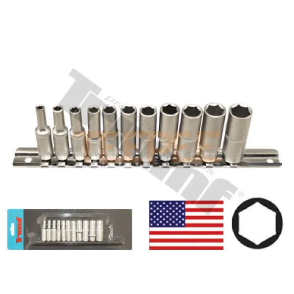 TRIUMF sada predĺžených 6-hranných hlavíc 1/4", palcové miery, 11 - dielna