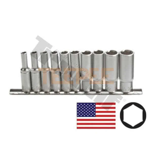 TRIUMF sada predĺžených hlavíc 6 - hranných, 1/2" vstup, palcové miery, 10 - dielna