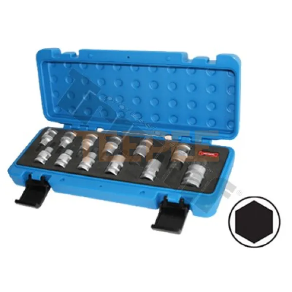 TRIUMF sada 1/2" nadstavcov inbus na koľajnici, 12 dielna