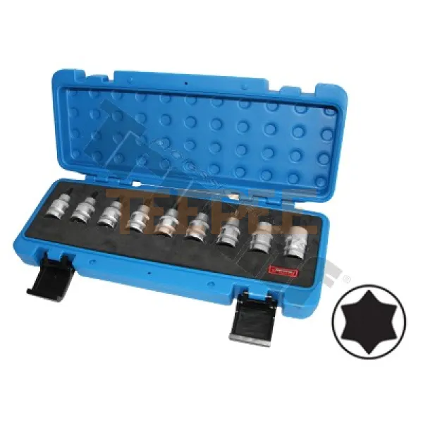 TRIUMF sada 1/2" nadstavcov Torx na koľajnici, 9 dielna