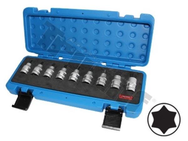 TRIUMF sada 1/2" nadstavcov Torx na koľajnici, 9 dielna