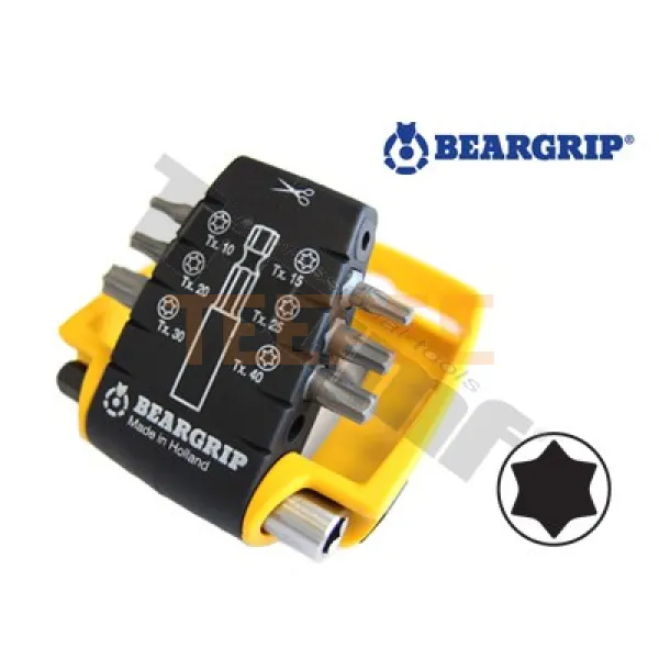 BEARGRIP sada bitov "CLIP PAC" Torx nevŕtané + magnetický držiak, 7-dielna