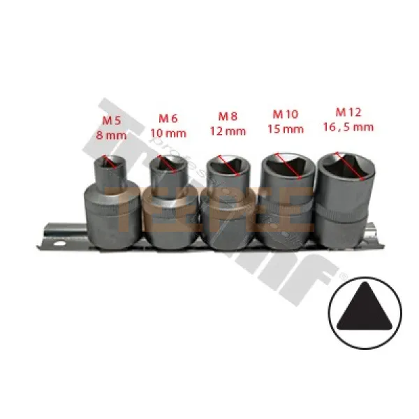 TRIUMF sada 1/2" hlavíc 5-dielna, trojuholníkový tvar M5-12mm