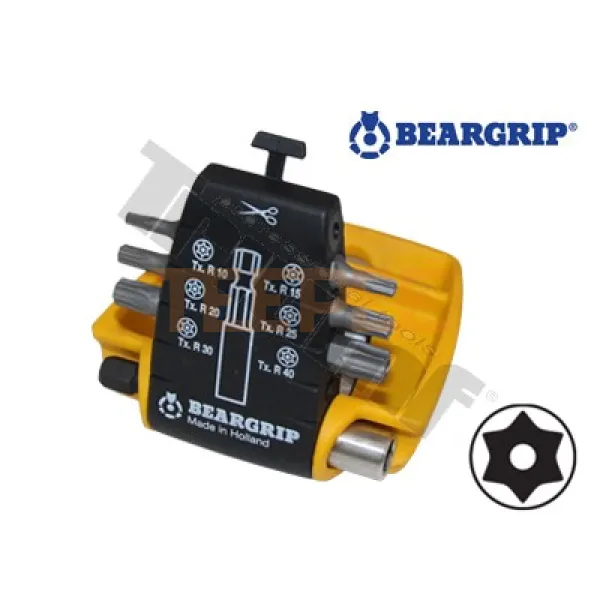 BEARGRIP sada bitov "CLIP PAC" Torx vŕtané + magnentický držiak, 7-dielna