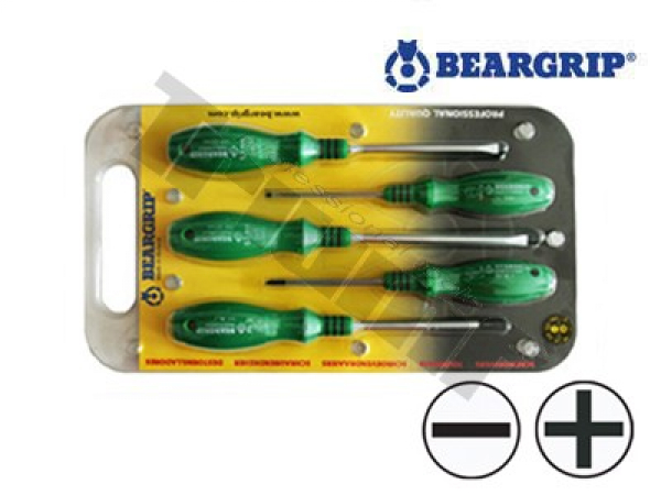 BEARGRIP sada skrutkovačov PH+PL, 5 - dielna,zelené