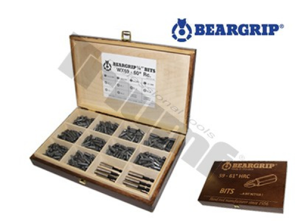 BEARGRIP drevená prezentačná kazeta bitov, naplnený, 510 ks