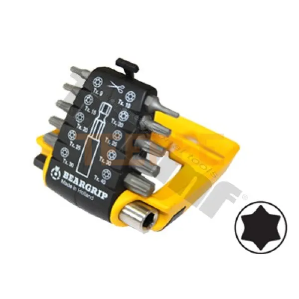 BEARGRIP sada bitov "CLIP PAC" Torx nevŕtaný + magnetický držiak 11-dielna