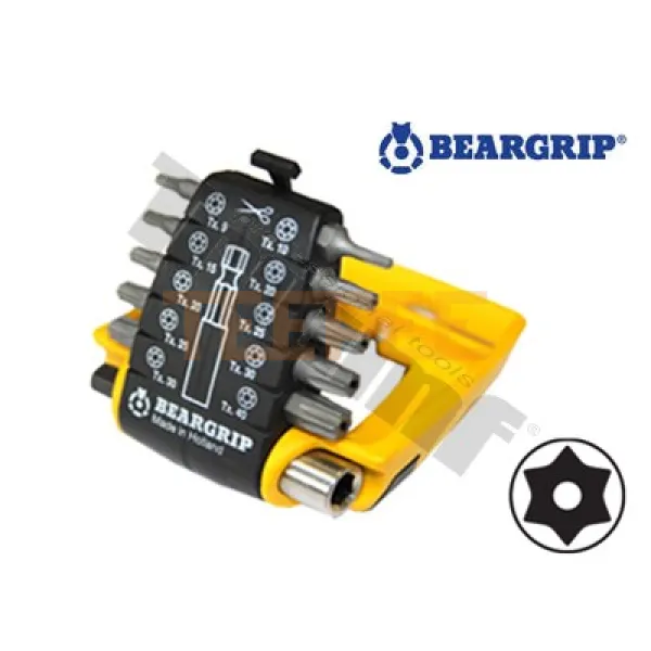 BEARGRIP sada bitov "CLIP PAC" Torx vŕtaný + magnetický držiak, 11-dielna