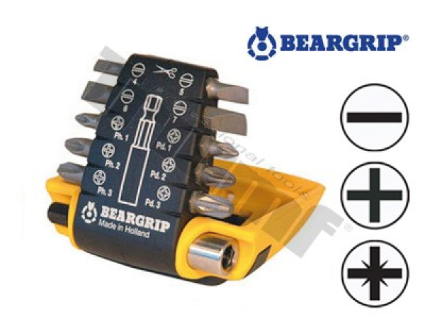 BEARGRIP sada bitov ZrN "CLIP PAC" PL, PH, PZ + magnetický držiak 11-dielna