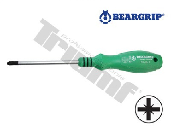 BEARGRIP skrutkovač krížový PD, zelená rukoväť