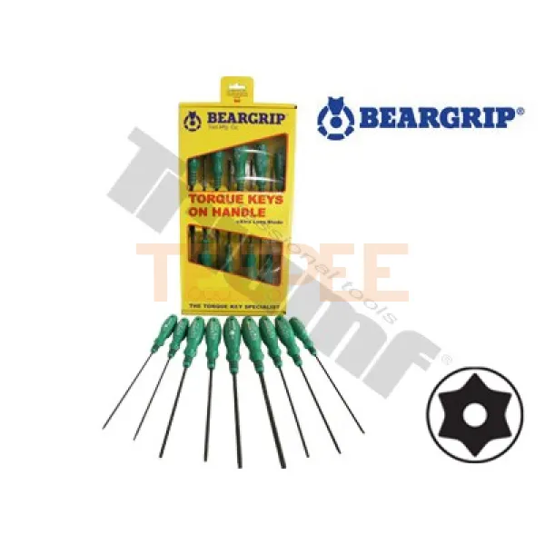 BEARGRIP sada Torx skrutkovačov T8 - T40 vŕtané, 9 - dielna