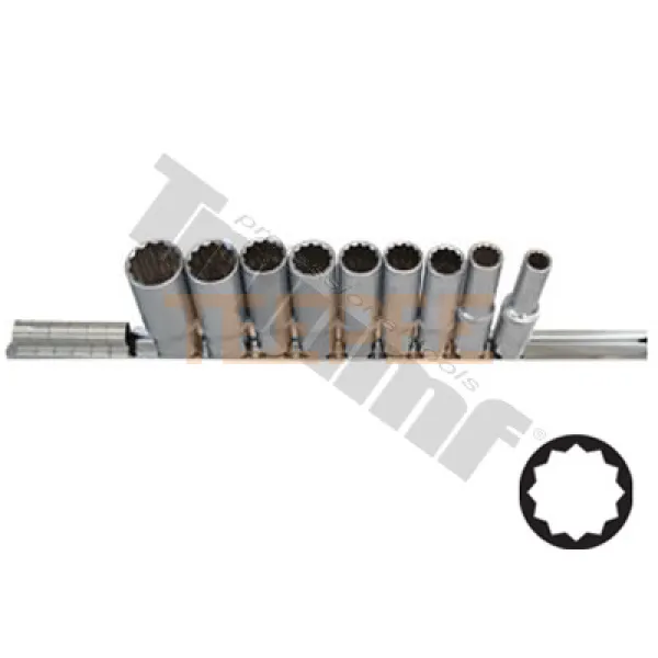 TRIUMF sada hlavíc 12hranných, predĺžených, 1/2" vstup, 9 dielna