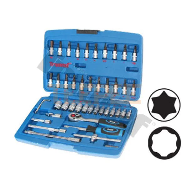 TRIUMF gola sada 1/4", rozsah 4-14mm, 46 dielna, nevŕtané torxy,surface drive hlavice Triumf®