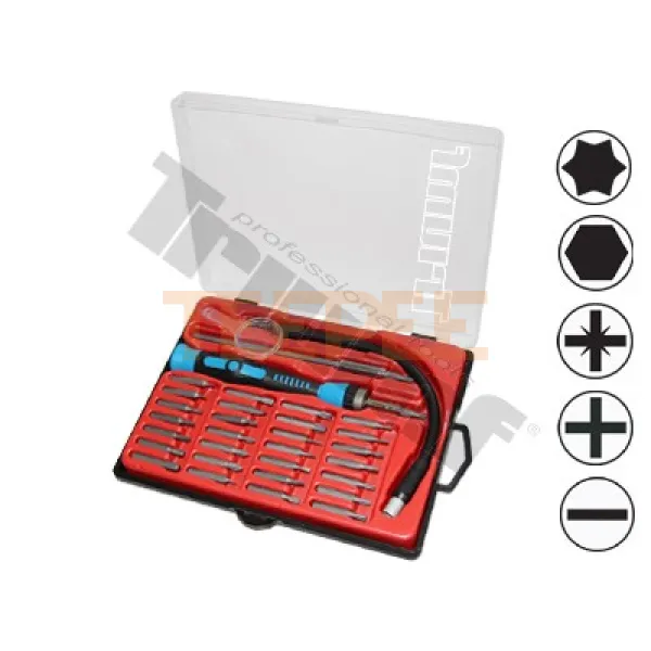 TRIUMF sada račňového mikro skrutkovača s bitmi, 34-dielna