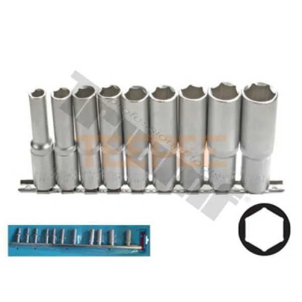 TRIUMF sada predĺžených hlavíc 6 - hranných, 1/2" vstup, 9 - dielna