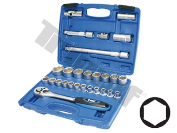TRIUMF gola sada 1/2" vstup, metrické miery, 27 - dielna. 6 - hranne hlavice