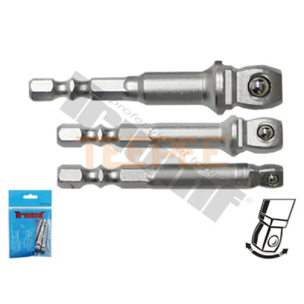 TRIUMF sada výkyvných adaptérov 1/4" 6hran vstup na 1/4", 3/8", 1/2" 4hran výstup, dĺžka 65mm