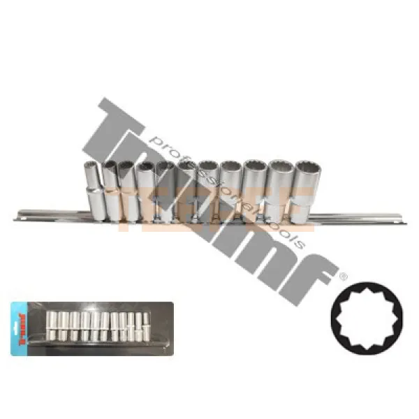 TRIUMF sada predĺžených hlavíc 3/8" vstup, 12hranný profil, 8 - 19mm , 11dielna