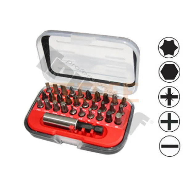 TRIUMF sada 1/4" bitov s magnet. držiakom v PVC krabičke, SL+PH+PD+TX+H, 31 dielna (B-T)