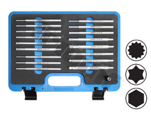 TRIUMF sada bitov Inbus, Torx, XZN s magnetom, dĺžka 140mm, vstup 1/4", 18 dielna v pene, kufríku
