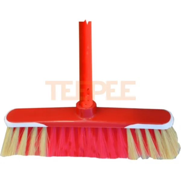 BAUPRO zmeták plastový červený s násadou