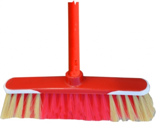 BAUPRO zmeták plastový červený s násadou