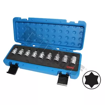 TRIUMF sada 1/2" nadstavcov Torx na koľajnici, 9 dielna