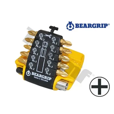 BEARGRIP sada bitov TiN "CLIP PAC" PH2 + magnetický držiak 11-dielna