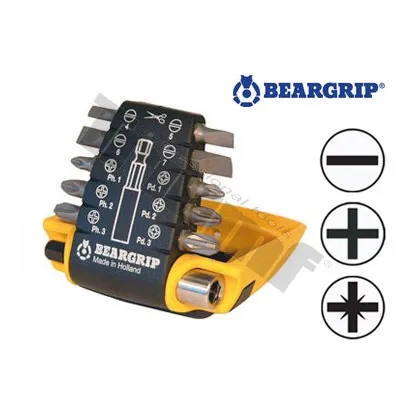 BEARGRIP sada bitov ZrN "CLIP PAC" PL, PH, PZ + magnetický držiak 11-dielna