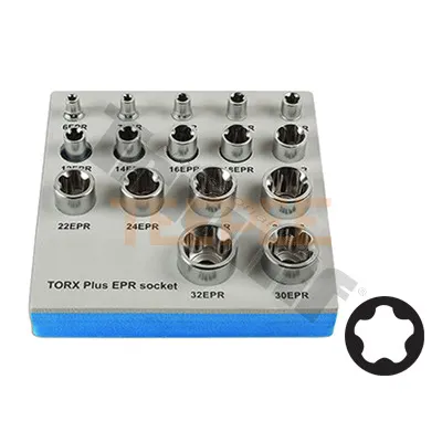 TRIUMF sada 5hran hlavíc Torx® Plus EPR 1/4"D, 3/8"D, 1/2"D 16 dielna TESLA